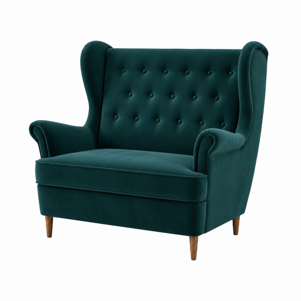 Ohrensessel Dunkelgrün Samt aus Polyester mit Knopfheftung 82 x 90 x 110 cm