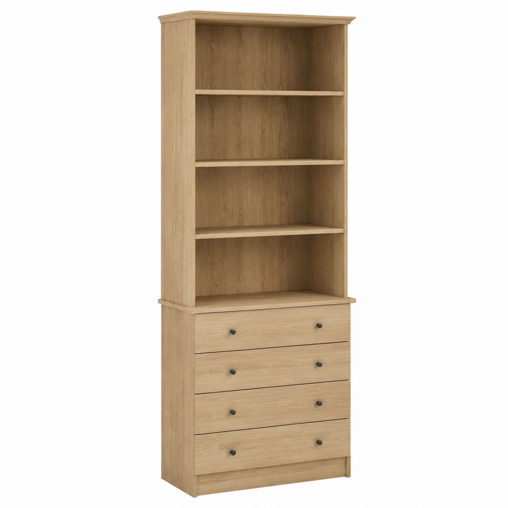 Bücherregal mit 4 Schubladen Eichefarben Spanplatte Rechteckig 80 x 40 x 200 cm