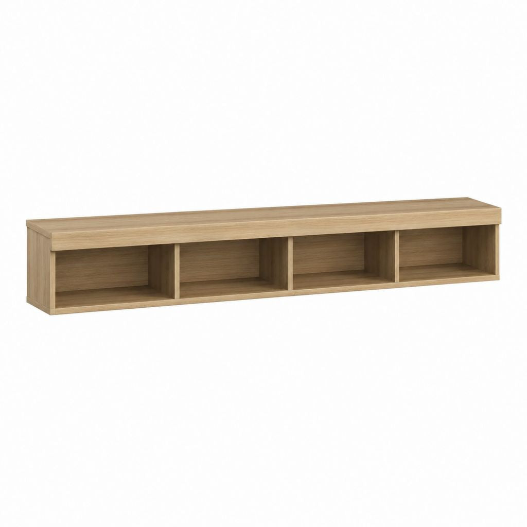TV-Wandregal Eiche natur Spanplatte rechteckig mit 4 offenen Fächern 180 x 30 x 35 cm
