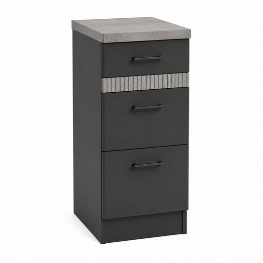 Küchenunterschrank Anthrazit aus Spanplatte mit Betonoptik Arbeitsplatte 40 x 60 x 85 cm