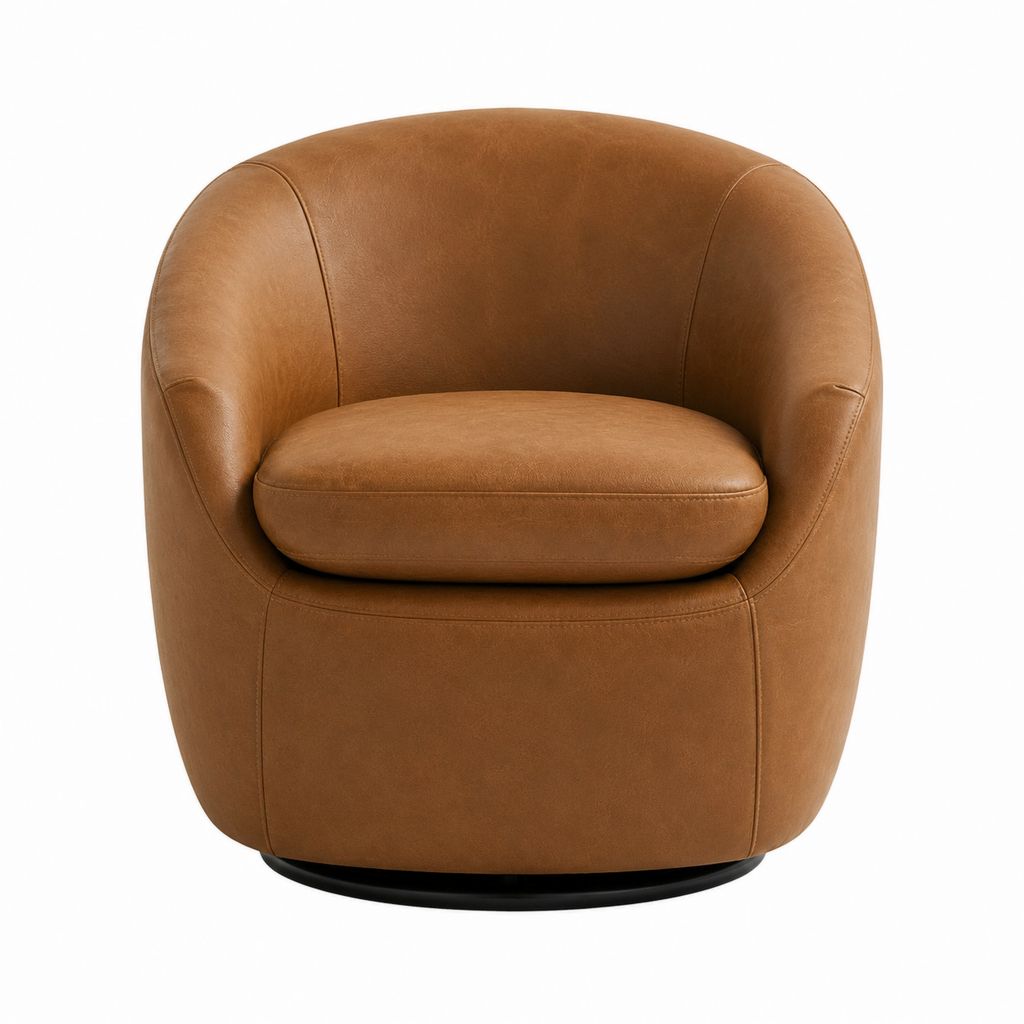 Drehsessel Cognac aus PU-Kunstleder rund 76 x 76 x 78 cm