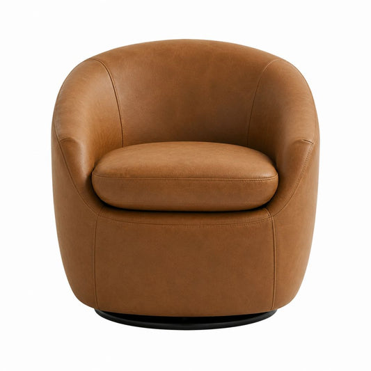 Drehsessel Cognac aus PU-Kunstleder rund 76 x 76 x 78 cm