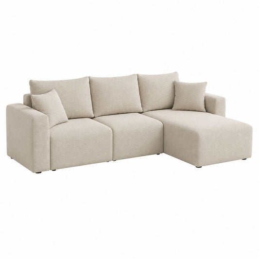 Ecksofa mit Recamiere Beige Polyester L-Form Rechts 250 x 165 x 82 cm