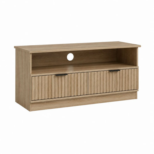 TV-Schrank Eicheoptik Spanplatte rechteckig 120 x 40 x 60 cm mit 2 Türen und Kabeldurchführung