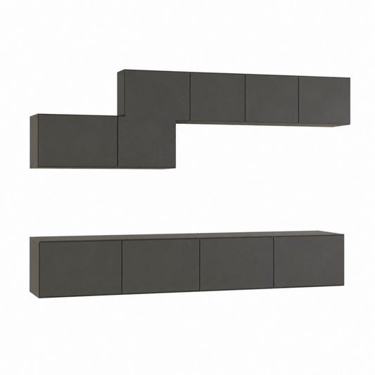 Wohnwand TV-Möbel Set Anthrazit Spanplatte Rechteckig 360 x 105 x 32 cm
