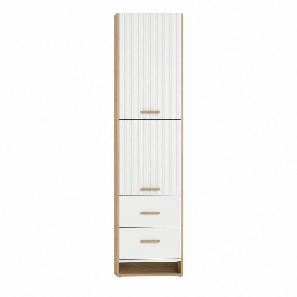 Küchenhochschrank Weiß Eiche-Dekor MDF Rechteckig mit 2 Türen und 2 Schubladen 40 x 35 x 180 cm