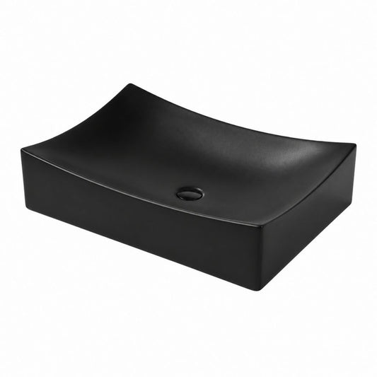 Aufsatzwaschbecken Schwarz Keramik Rechteckig 60 x 40 x 12 cm