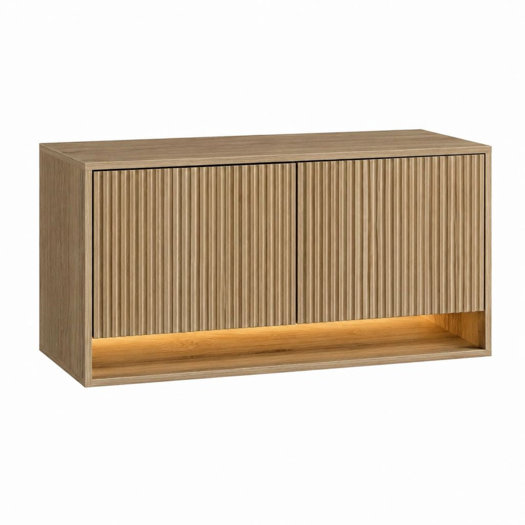 TV-Schrank Eiche Natur MDF mit Eichenfurnier rechteckig 120 x 40 x 70 cm