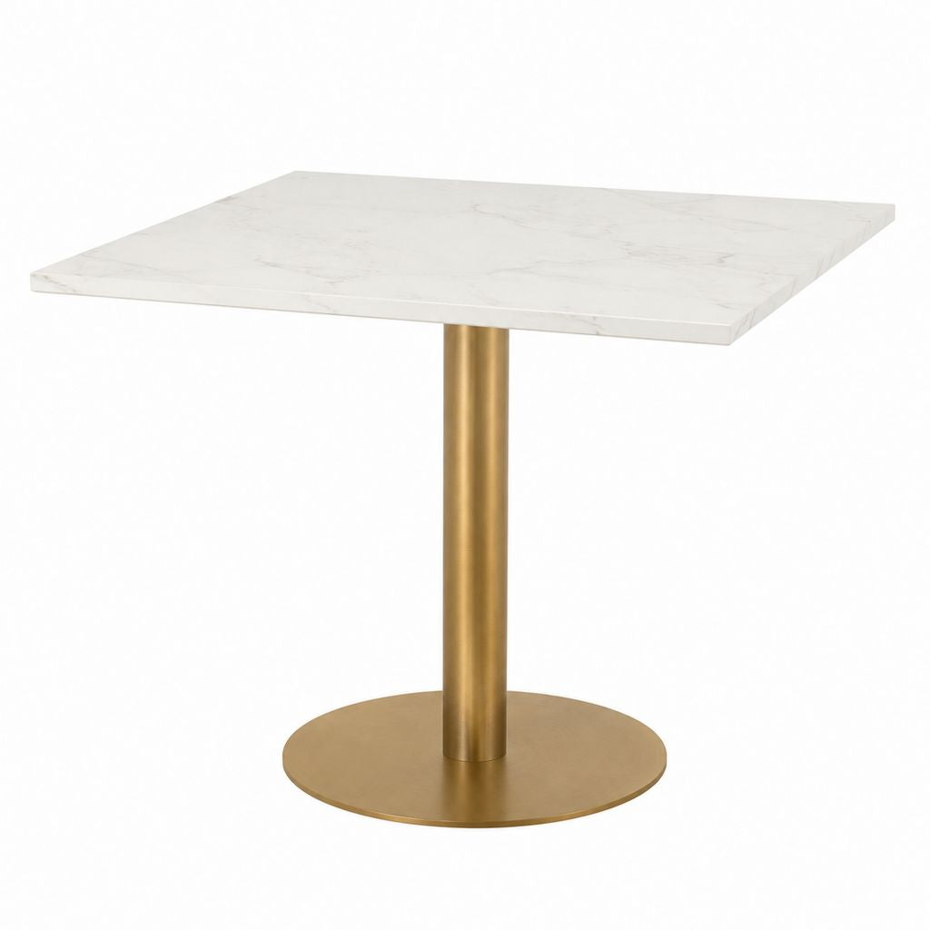 Esstisch Weiß Sinterstein Edelstahl quadratisch 80 x 80 x 75 cm