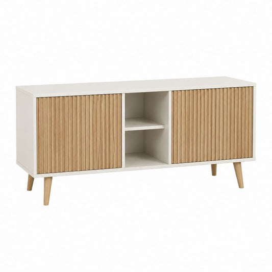 TV-Lowboard Weiß Eichenfarben MDF Rechteckig 160 x 40 x 75 cm