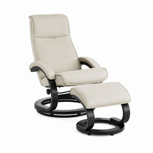 Relaxsessel mit Hocker Beige Polyester Schichtholz 80 x 100 x 105 cm