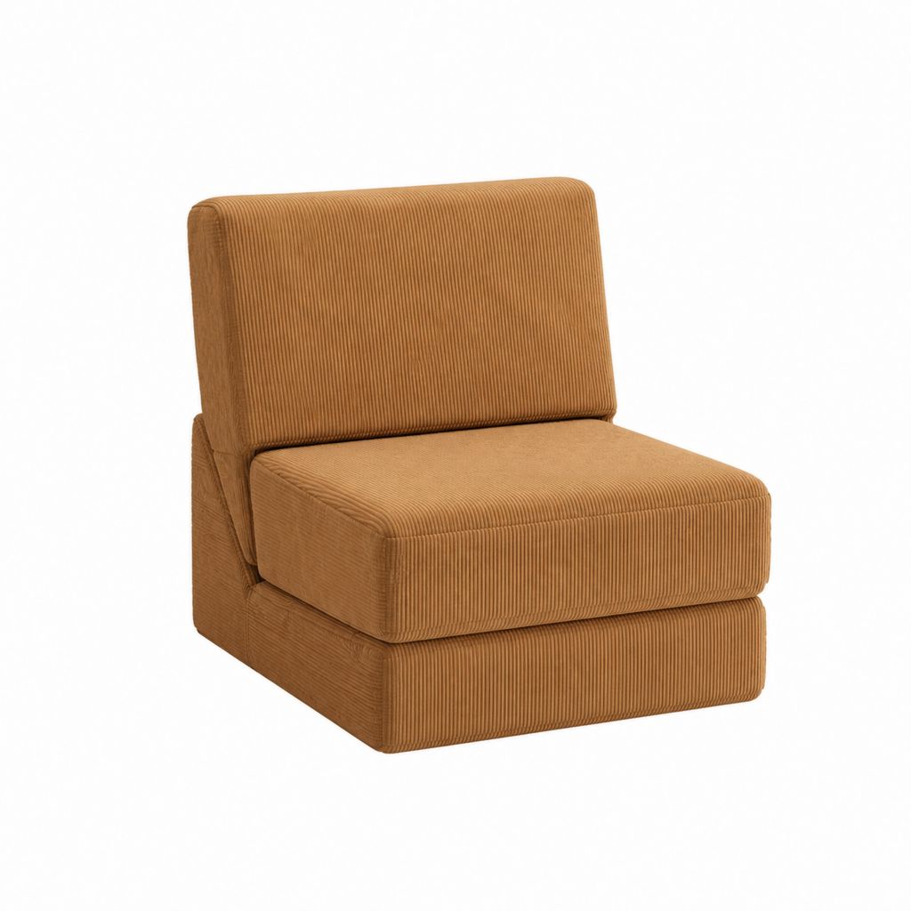 Loungesessel ohne Armlehnen in Cognacfarbenem Polyester-Cord 80 x 85 x 80 cm