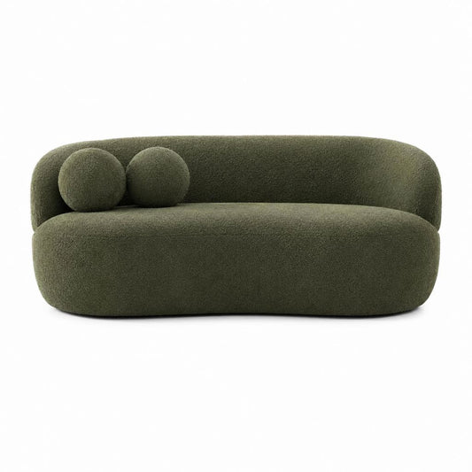 2-Sitzer Sofa Olivgrün Polyester-Bouclé abgerundet 170 x 90 x 75 cm