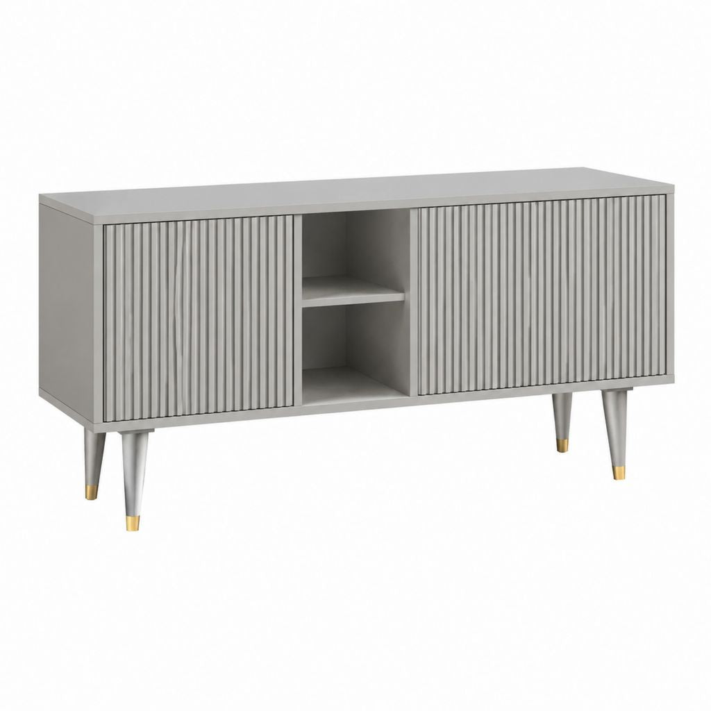 TV-Lowboard Grau aus MDF mit Rillenfront 120 x 40 x 75 cm