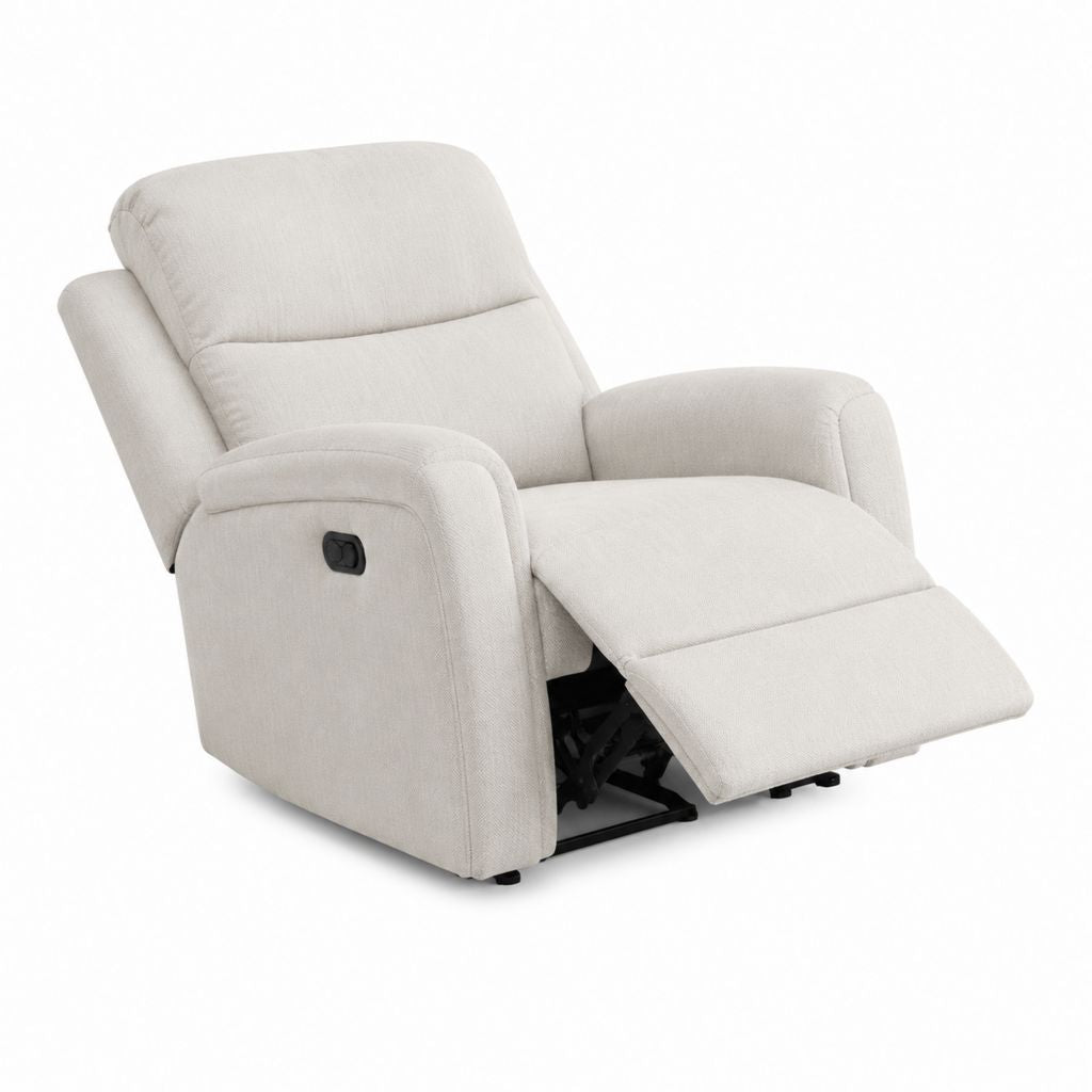 Relaxsessel mit manueller Liegefunktion Cremeweiß Polyester abgerundete Form 82 x 100 x 105 cm